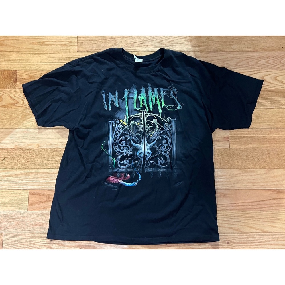 Vintage In Flames 2008 A Sense of Purpose Tour Shirt Mens 2XL Black Band Tee